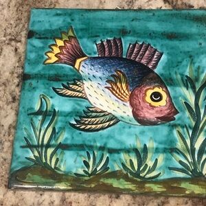 Vibrant Ceramic Italian Hand Painted Fish Art Tile